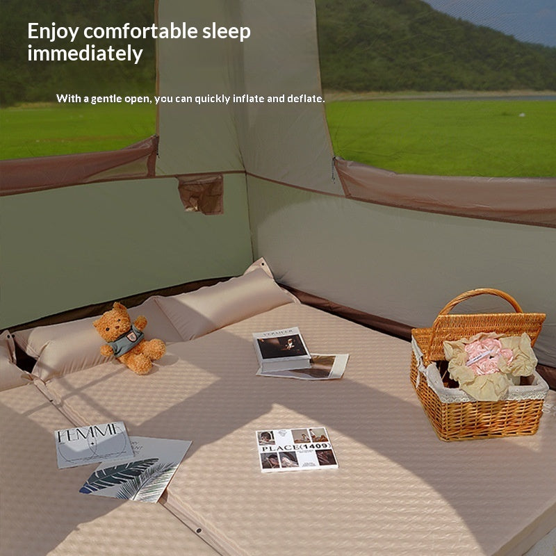 Inflatable Sponge Air Mattress Portable Outdoor Camping Sleeping Pad
