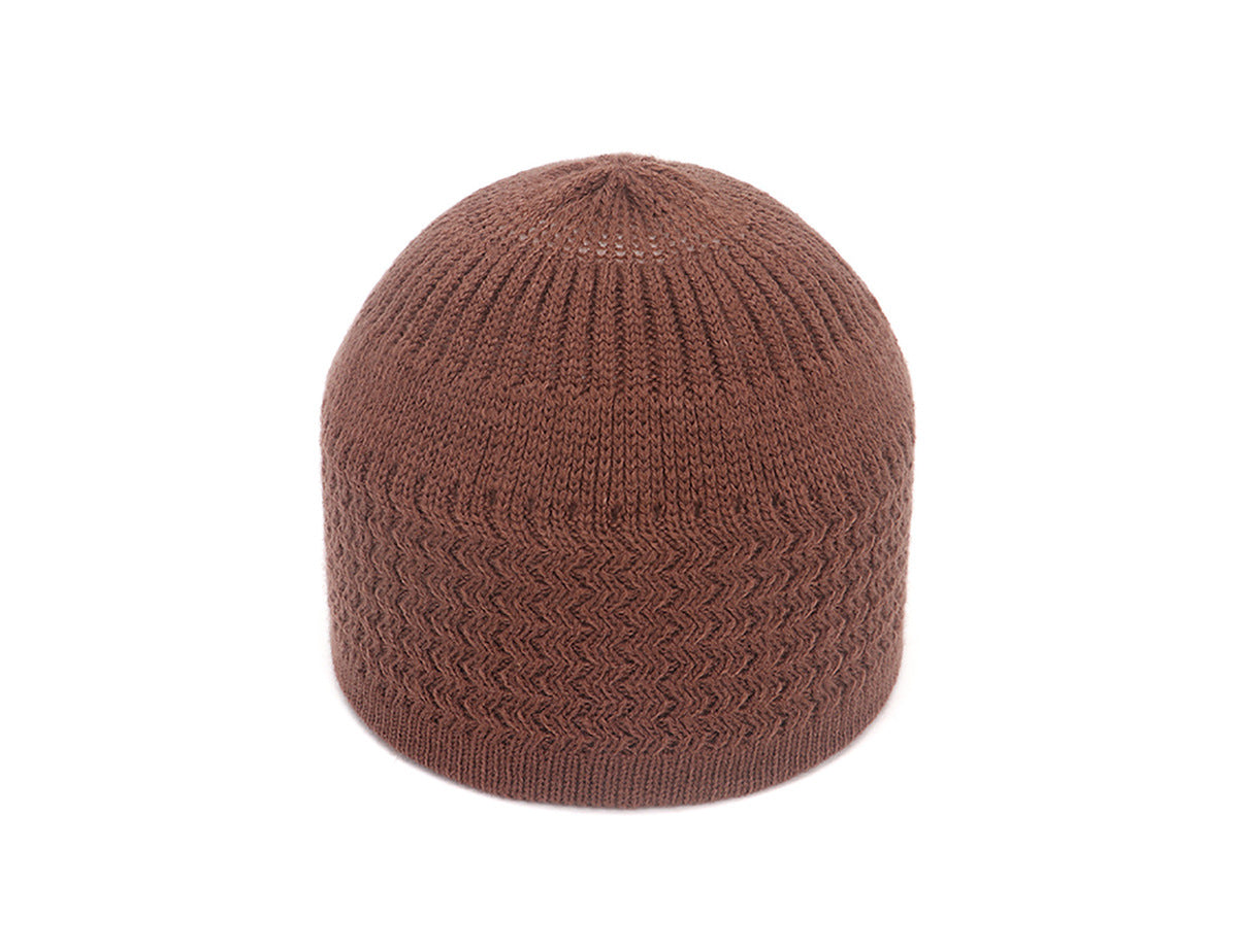 Men And Women Fashion Wave Jacquard Round Top Warm Woolen Hat