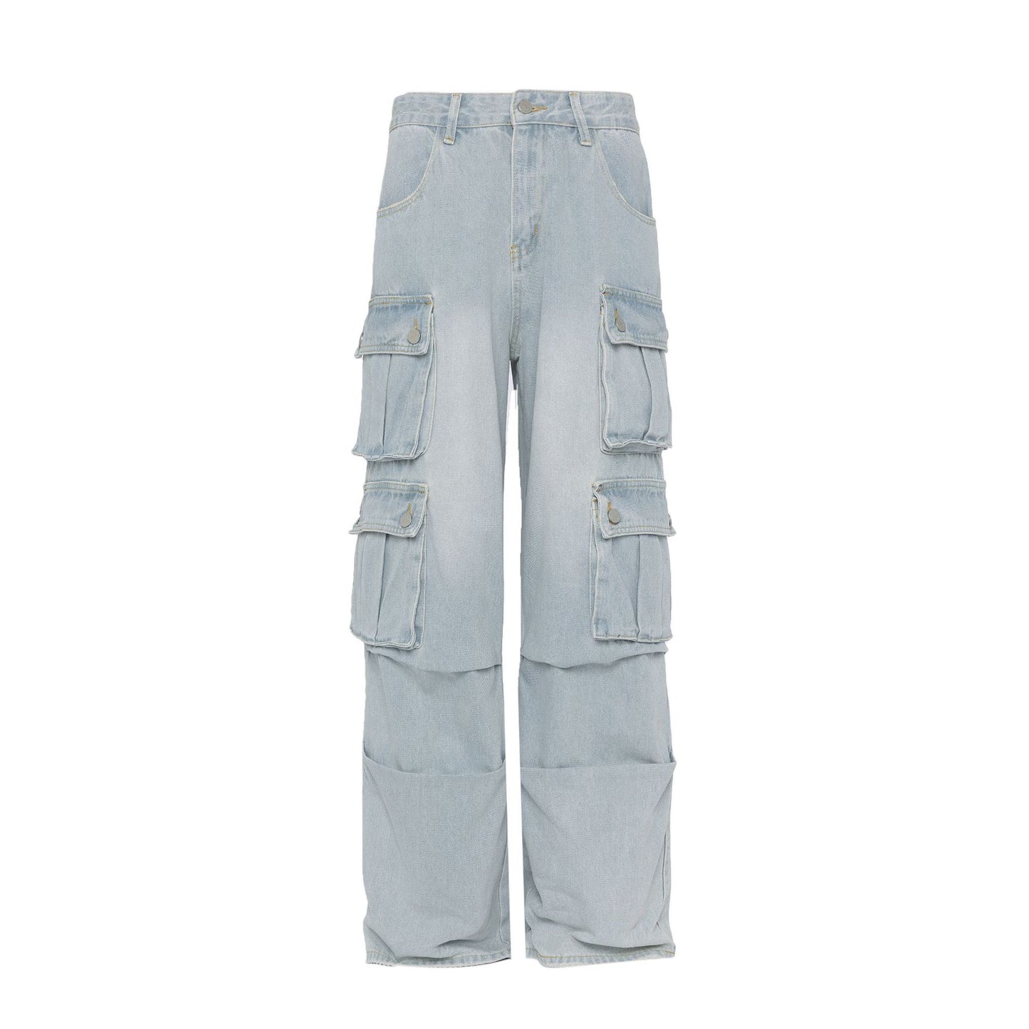 American Washed Worn Jeans Retro Wide Leg