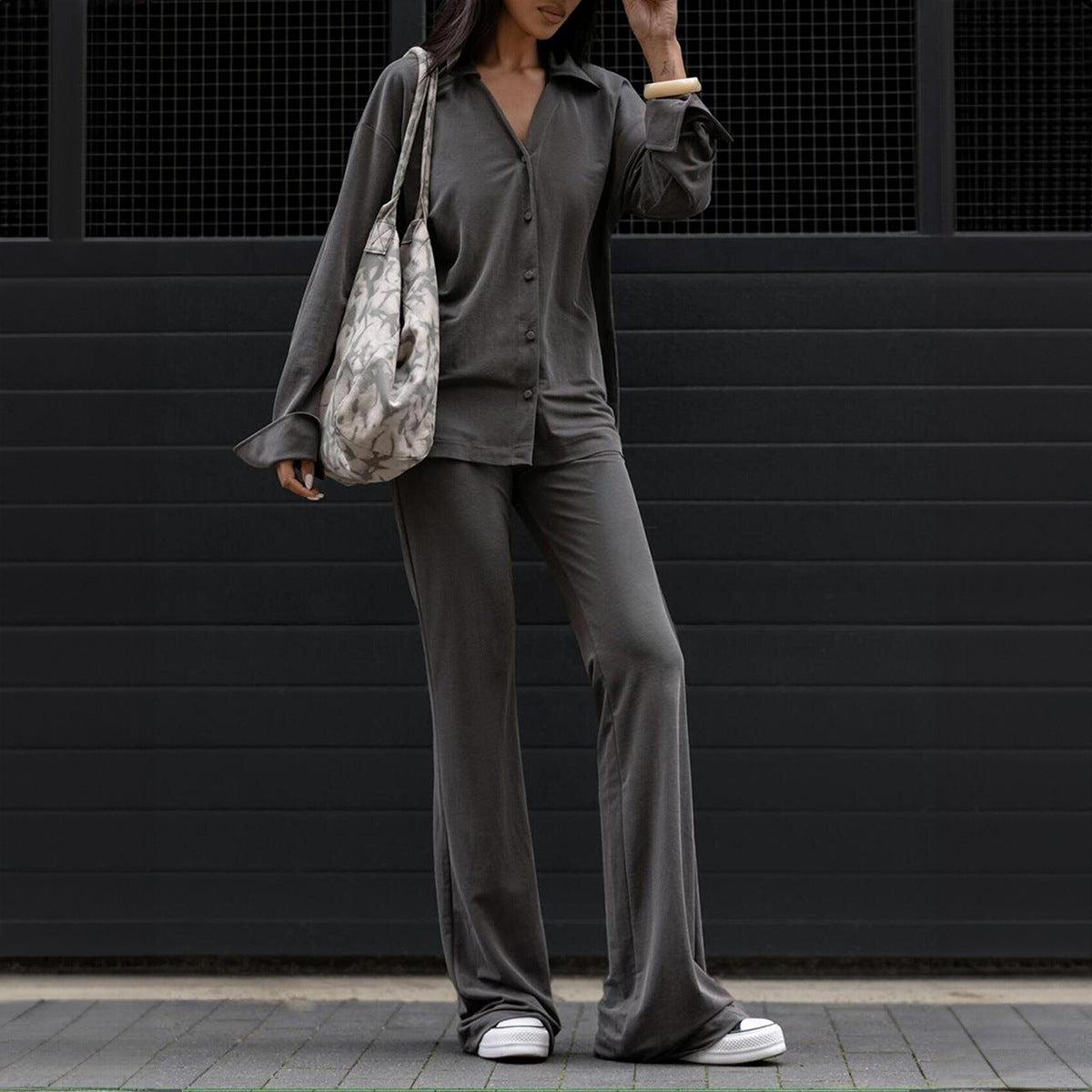 Long Sleeve Shirt And Pants Suit Women's Clothing