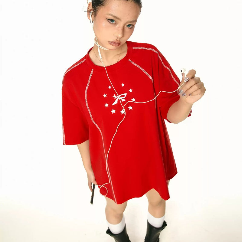 Retro Sports Short-sleeved T-shirt Female Summer