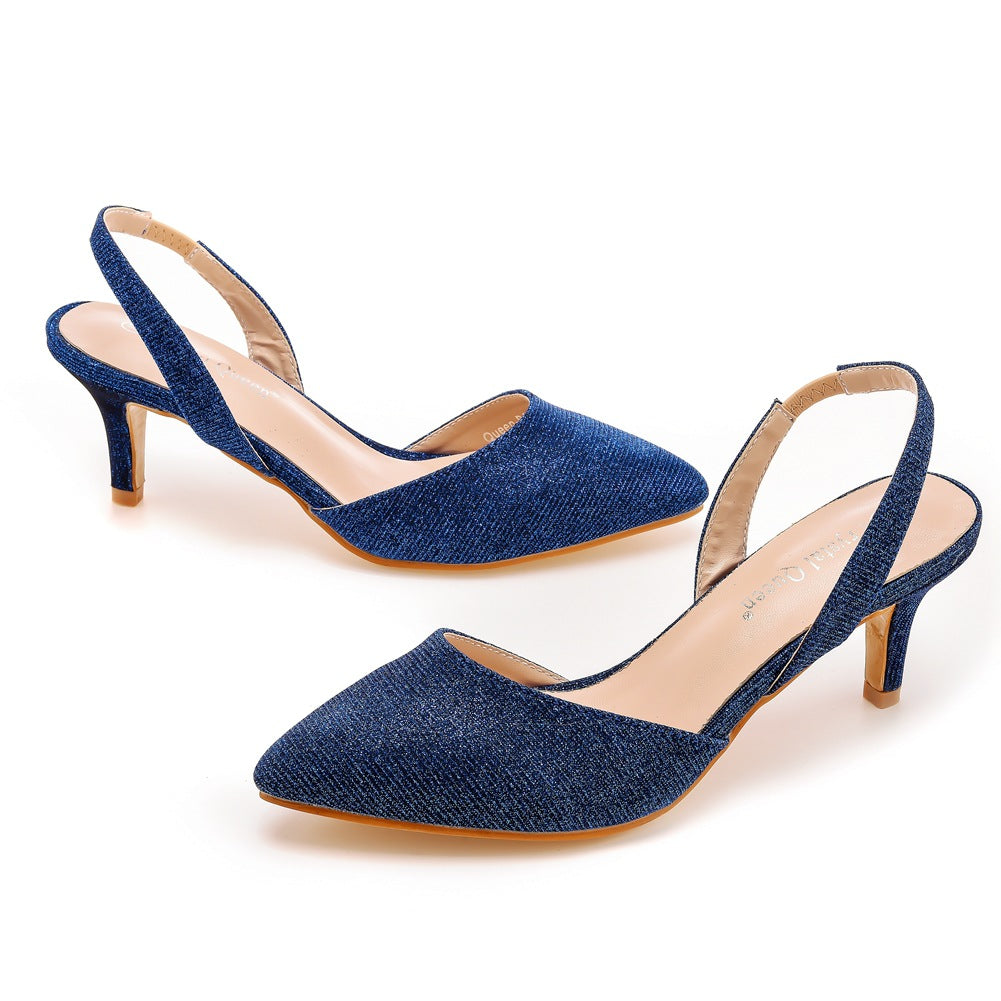 Low-cut Pointed-toe Color-changing Cloth Plus Size Sandals  6cm