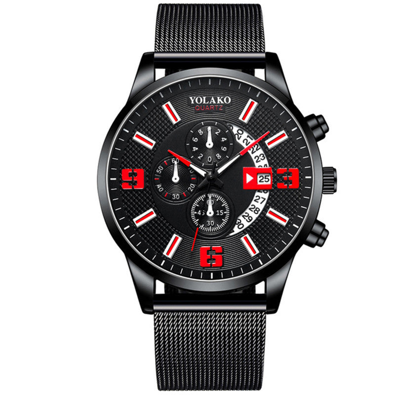 Fashion Three-eye Digital Men's Watch With Calendar