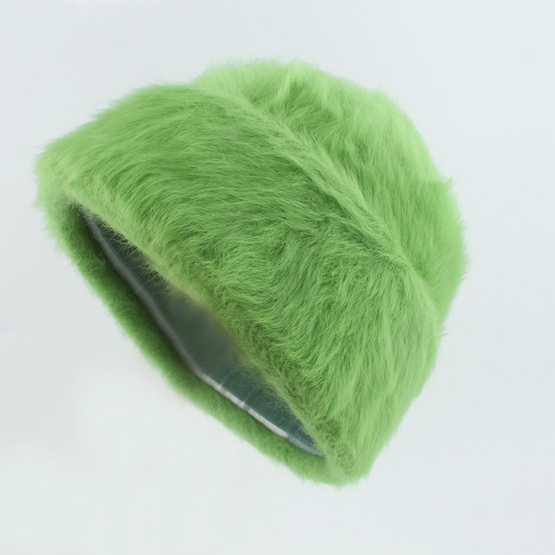 Plush and gentle rabbit hair knitted pile hat