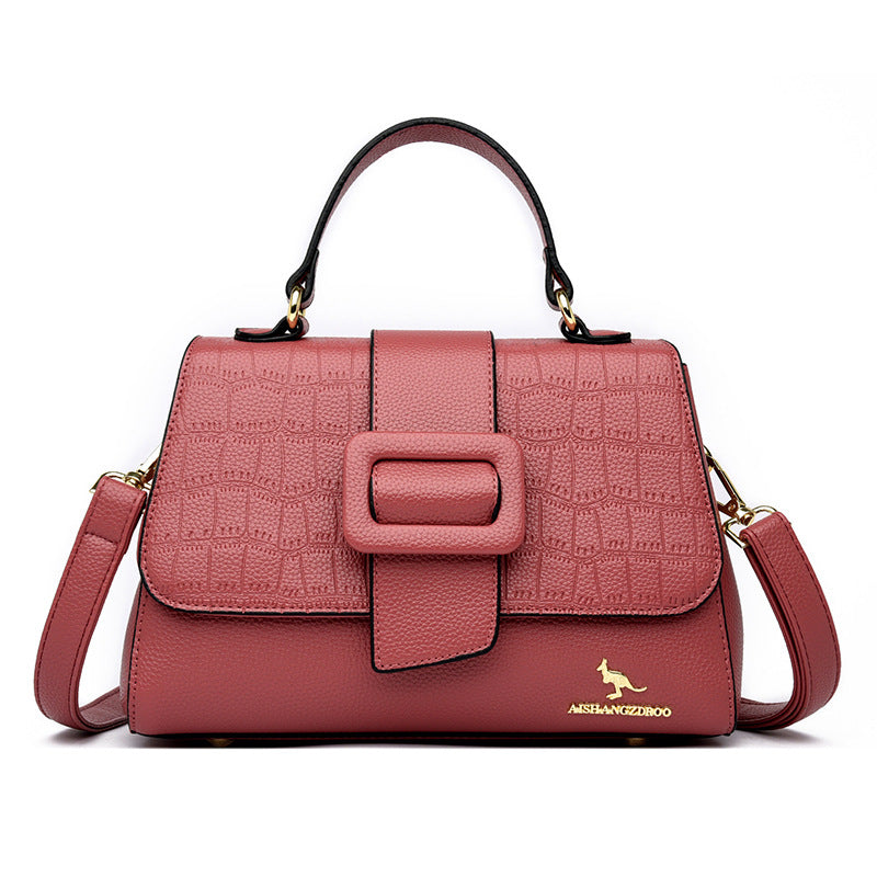 New Stone-patterned Small Square Shoulder Bag