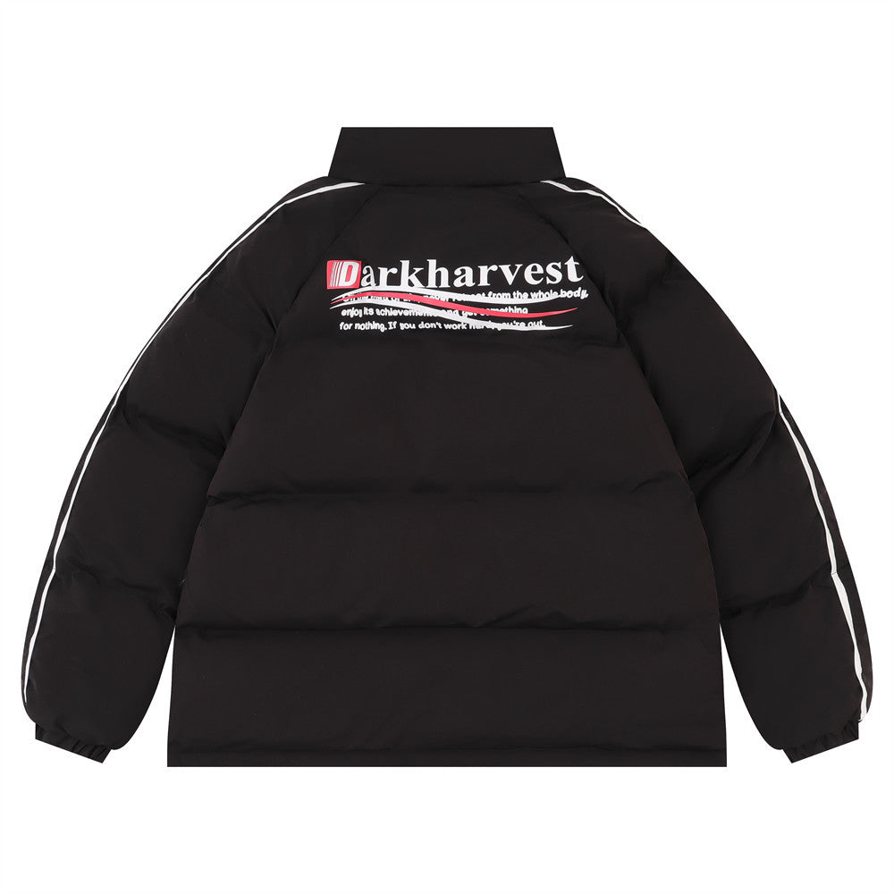 Letter Printing Stand-up Collar Cotton-padded Coat Thickened