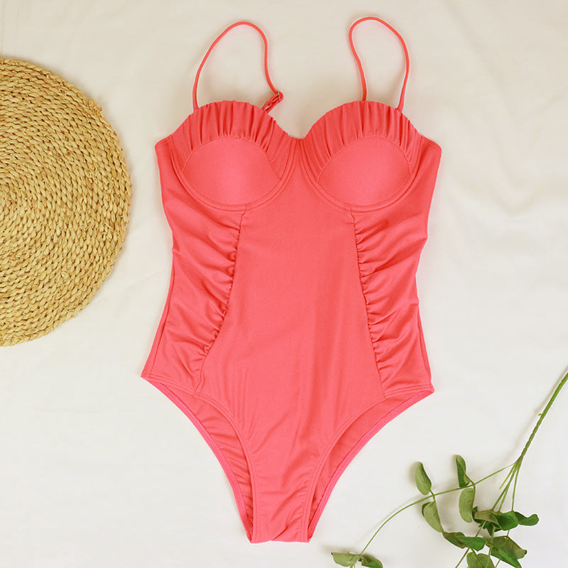 Women's Solid Color One Piece Swimsuit