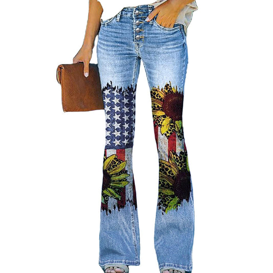 Street Hipster Women's 3D Printed Wide-leg Pants Casual Trousers
