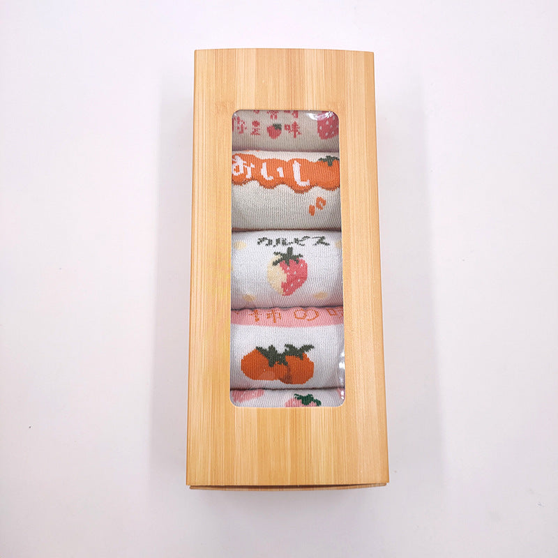 Of Gift Box Socks Women's Polyester Cotton Mid-calf Socks   5 Pairs