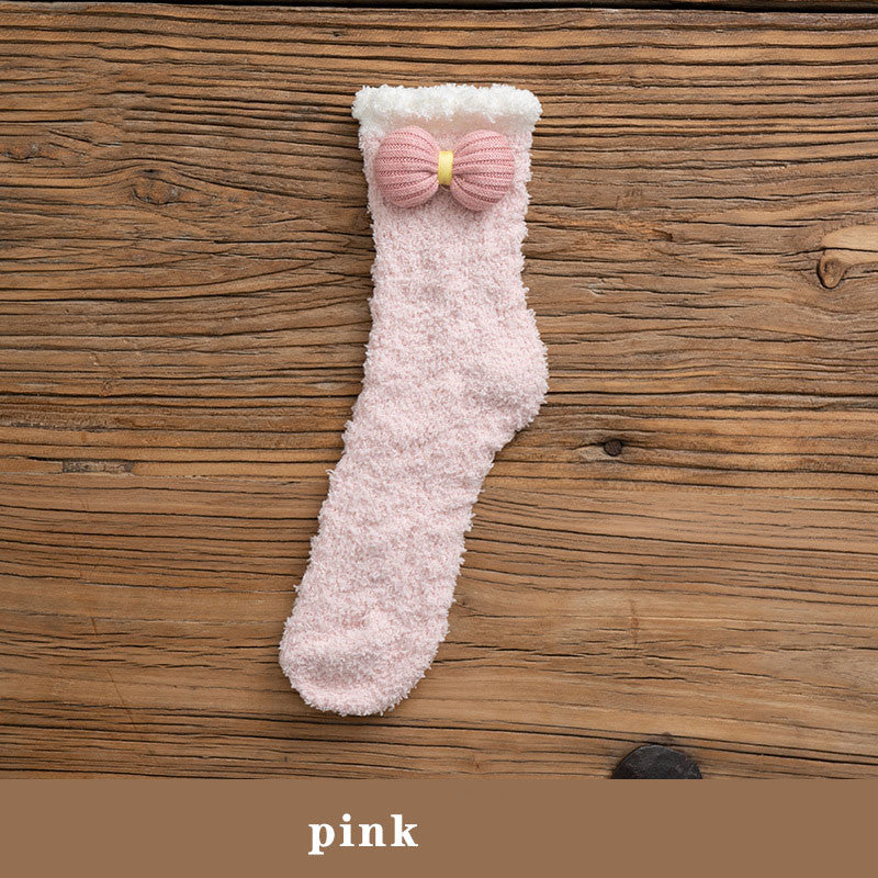 Coral Velvet Stockings Childrens Middle Tube Plush