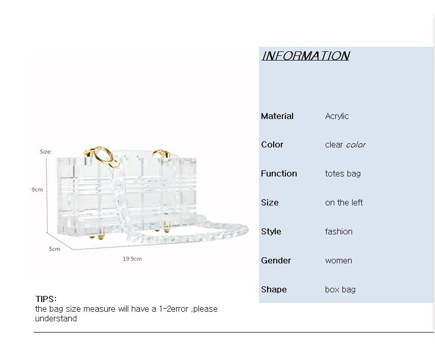 Acrylic Transparent Chain Box Shoulder Bag