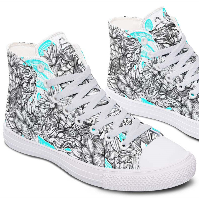 Men's And Women's Fashion Color Printing High-top Canvas Shoes