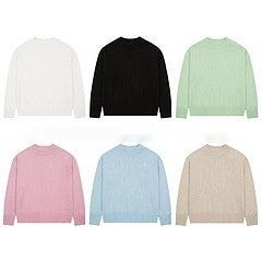 Spring And Autumn New Big Love Embroidered Crew Neck Cotton Sweater