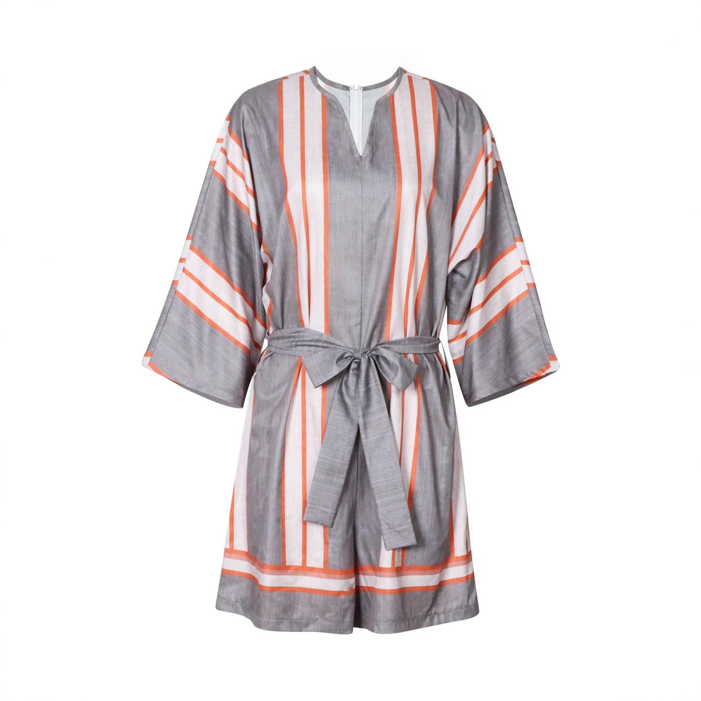 Relaxed-fit Striped Tie-front Jumpsuit Pants For Vacation
