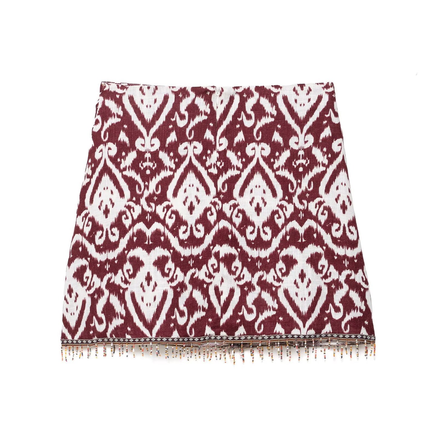 Printed Loose Design Short Shirt Decorated Tassel Printed Dress