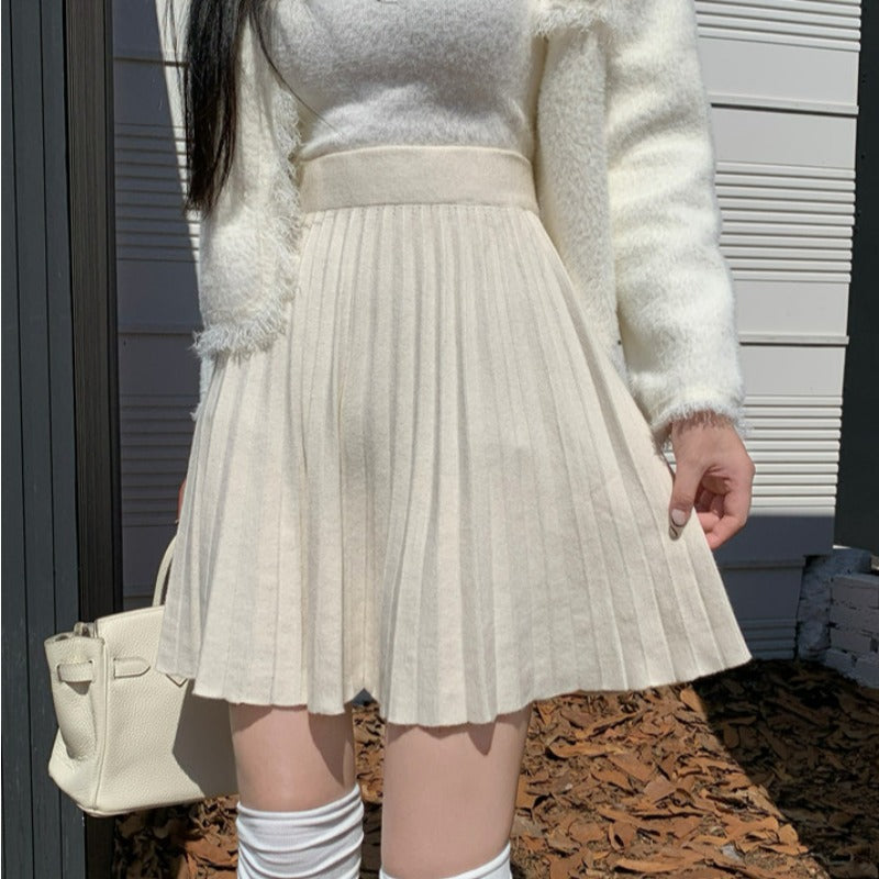 High-waisted A-line Figure-flattering Designer Knit Mini Skirt Versatile And Stylish
