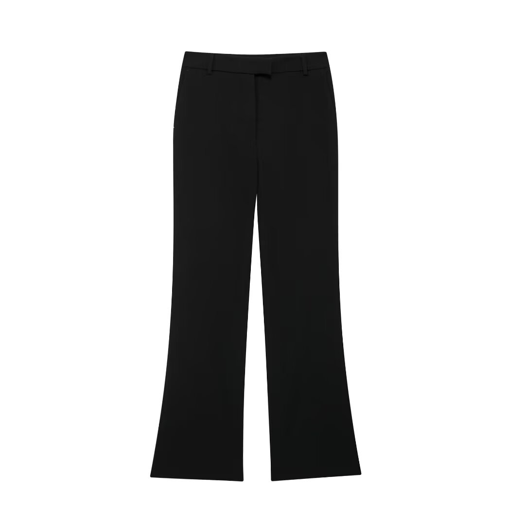 V-neck Blazer With Belt High-waisted Flared Trousers Set