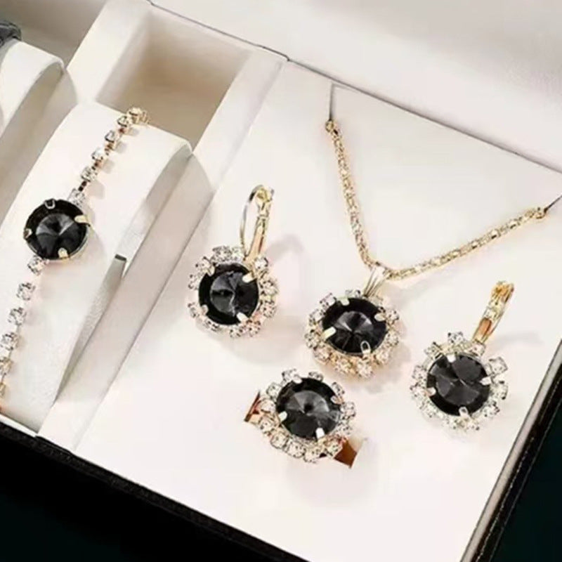 Fashion Watch Gift Suit Quartz Watch Necklace Bracelet Ring Stud Earrings