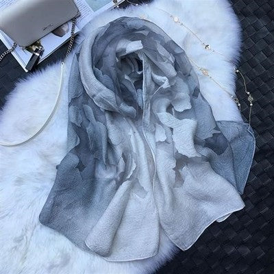 Gradient Cut Flower Organza Lace Scarf