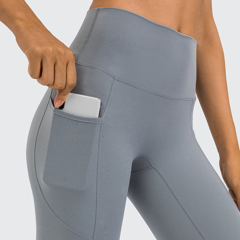 Women's High Elastic Abdominal Running Outdoor Sports Fitness Ninth Pants