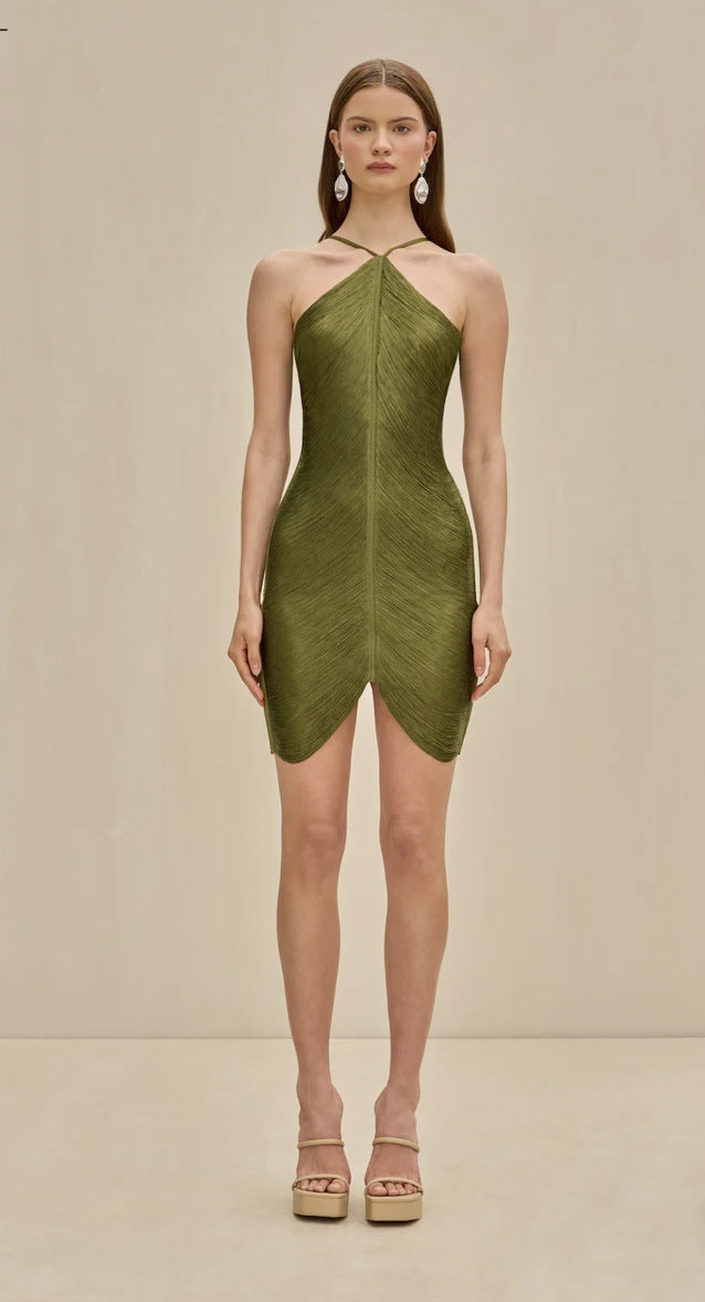 Euro-American Cross-Border Fashion Tassel Halterneck Backless Dress