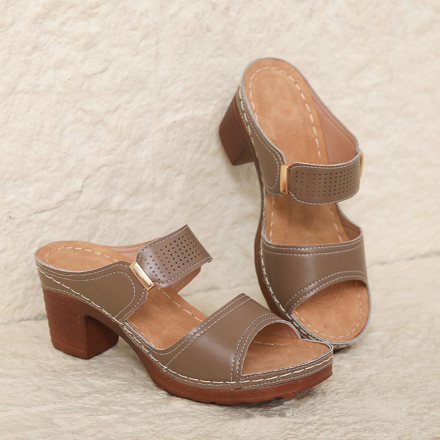 Women's Casual Anti Slip Thick Soled High Heel Sandals