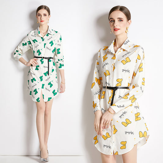 Top Lapel Shirt Printed Long