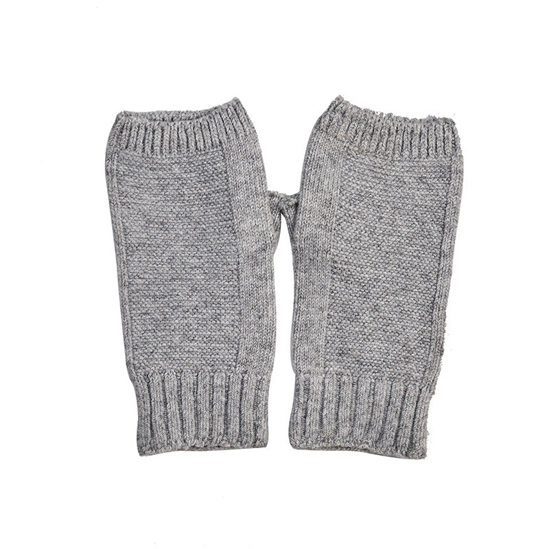 Wool Thread Warm Half Finger Gloves
