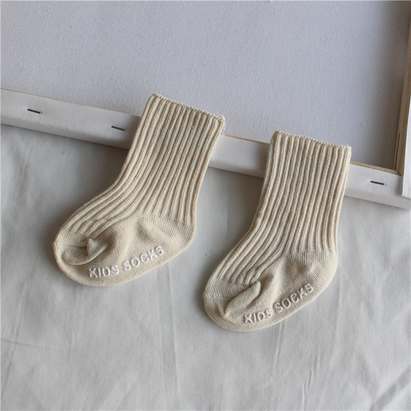 Double Needle Loose Mouth Plain Newborn Childrens Socks