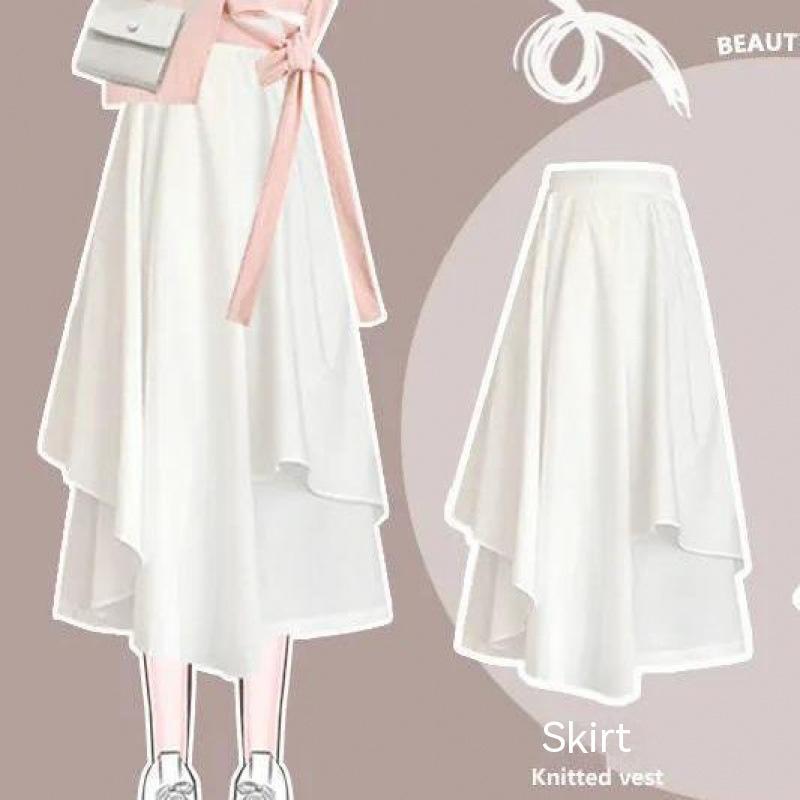 Korean Style Loose Short Sleeve T-shirt Skirt Suit