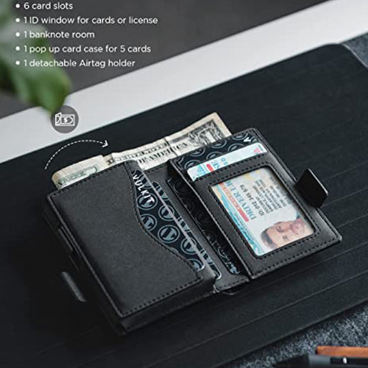 Men's Two-fold Wallet With Pendant Locator Rfid Anti-theft Microfiber
