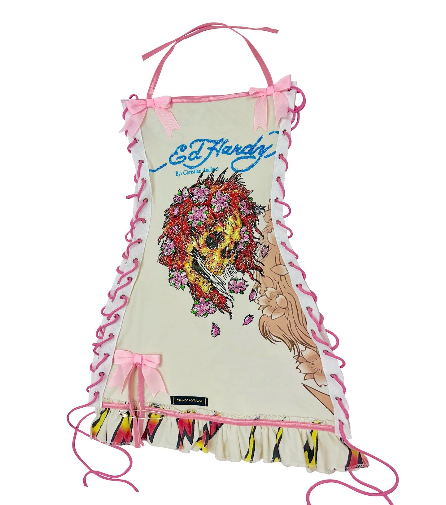 Printed Oil Painting Drawstring Tube Top Slip Dress