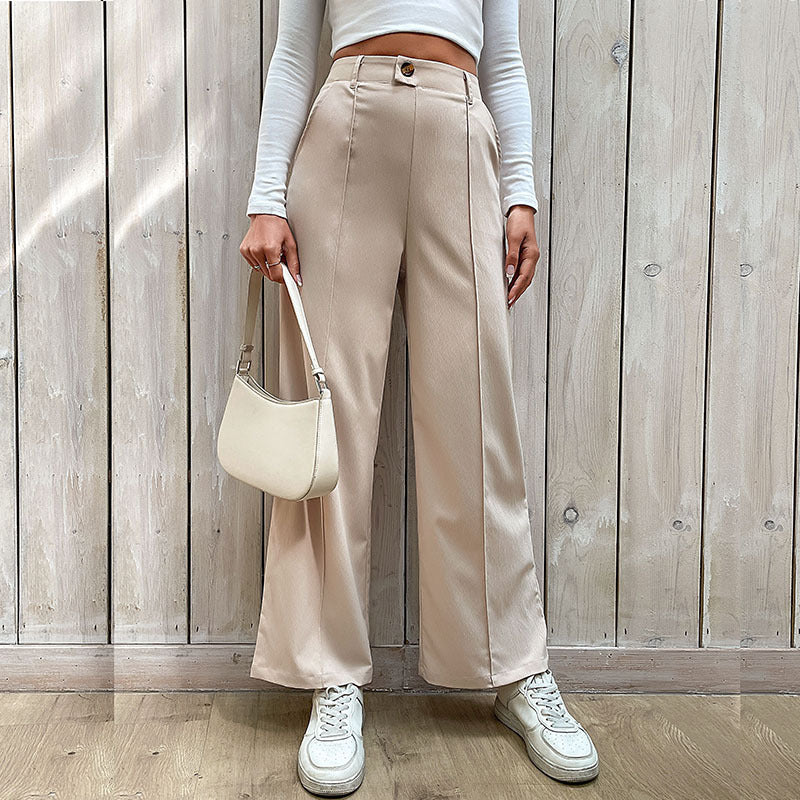 Women's Casual Slacks Splicing Straight-leg Pants