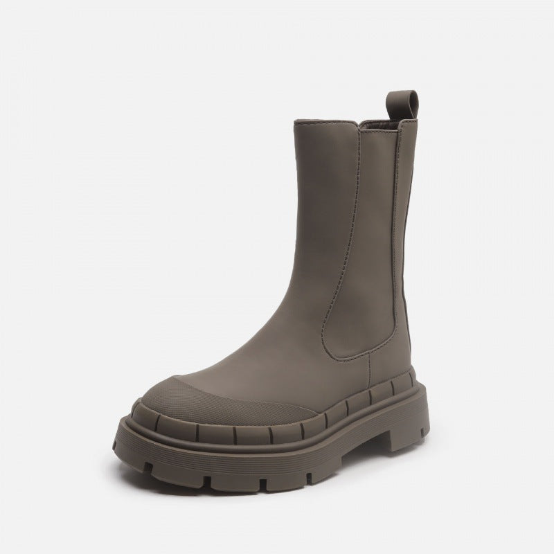 Side Zipper Martin Boots With Thick Soles Are Slim