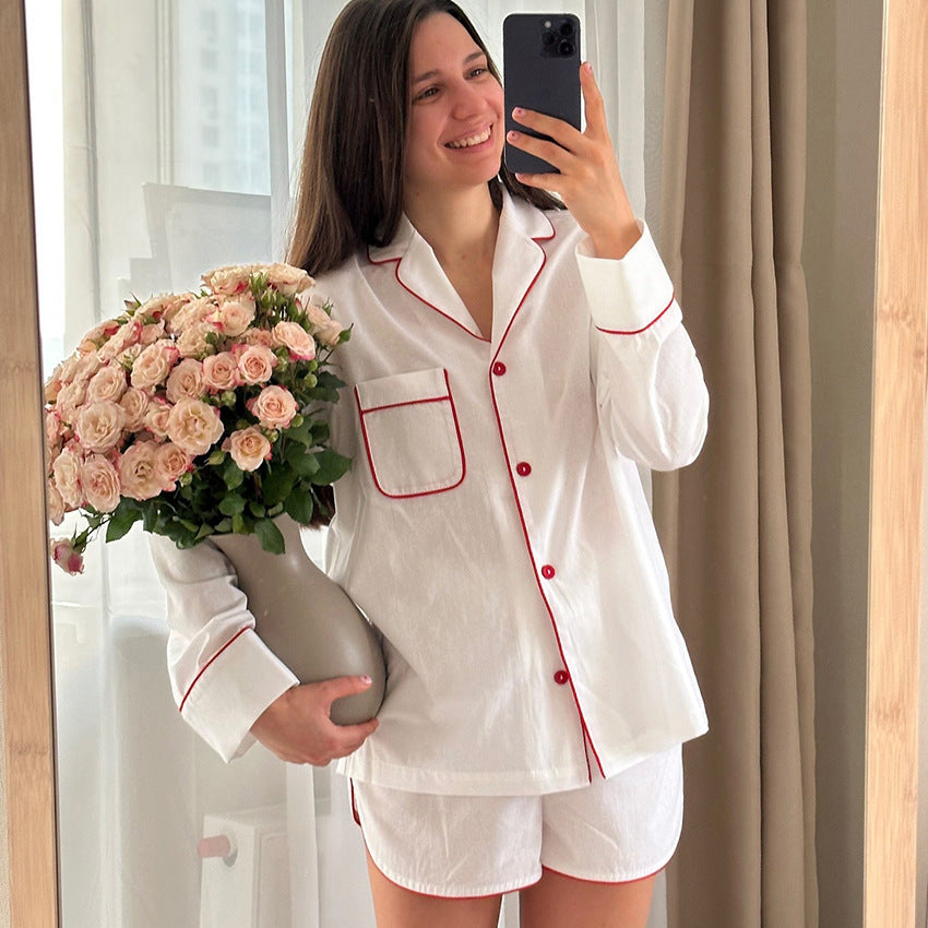 Solid-color Patchwork Casual Cozy Loungewear Two-piece Set