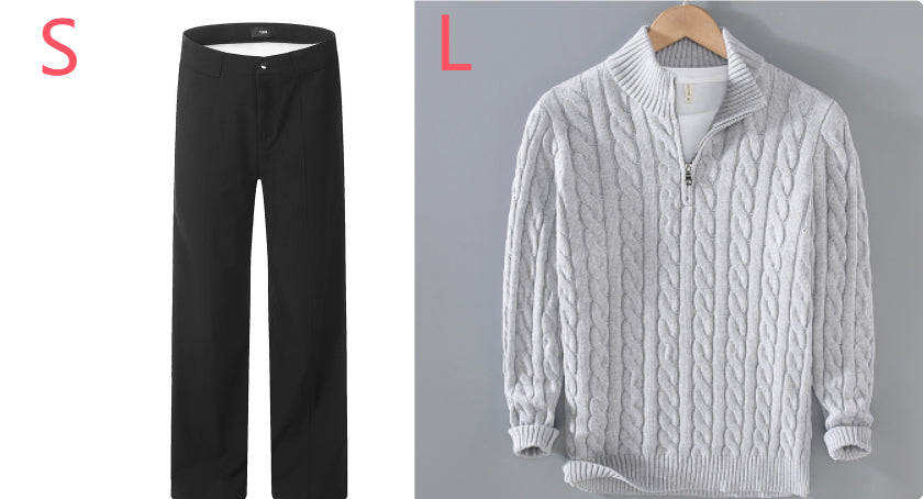 Half-high Neck Thickened Thick Needle Men's Sweater Zip Loose Pullover Knitwear