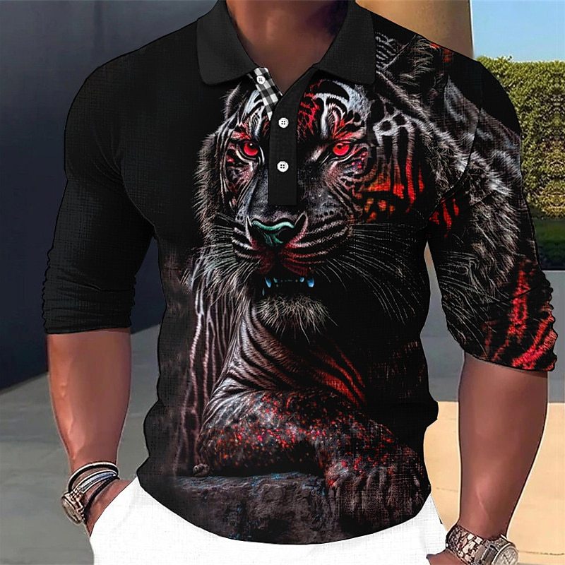 Long Sleeve Button-down Polo Shirt Casual Fashion