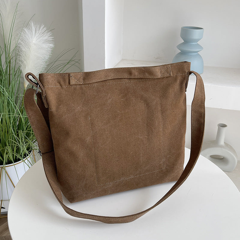 Large Capacity Casual Horizontal Thick Canvas Shoulder Bag For Men