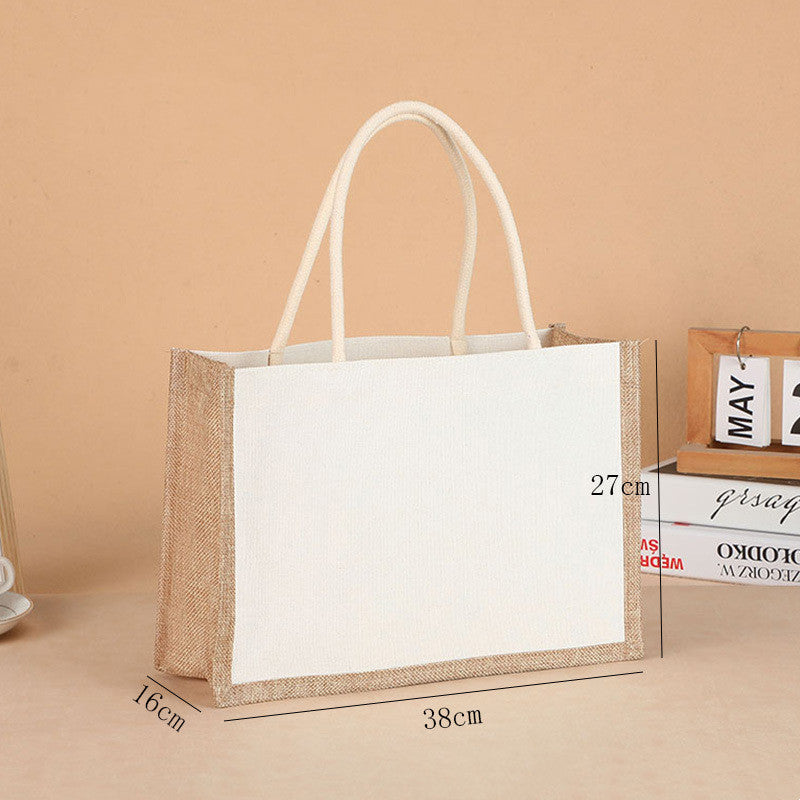 Burlap Hand Painted Canvas Linen Tote Bag