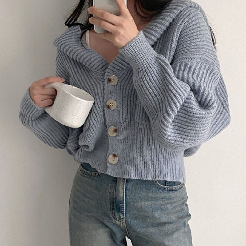 Autumn And Winter Hooded Knit Cardigan Women