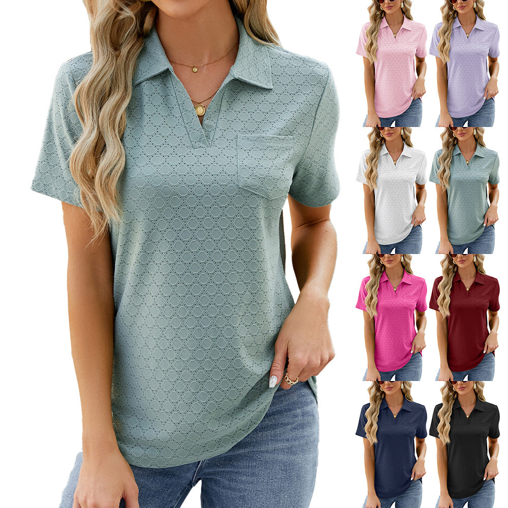 Polo Shirt Lapel Pocket Loose Top