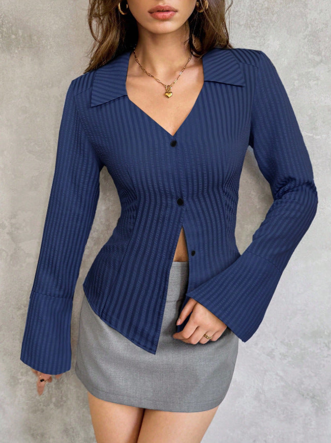 Women's Striped Casual Long-Sleeve Shirt