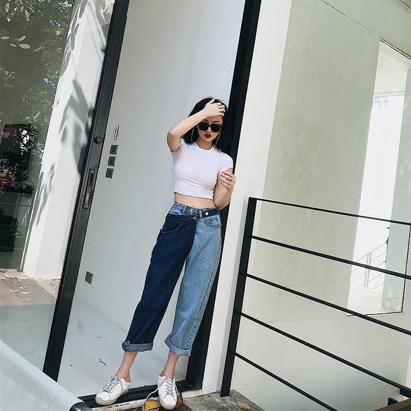 Hong Kong-style Loose Straight-leg Cropped Trousers Women
