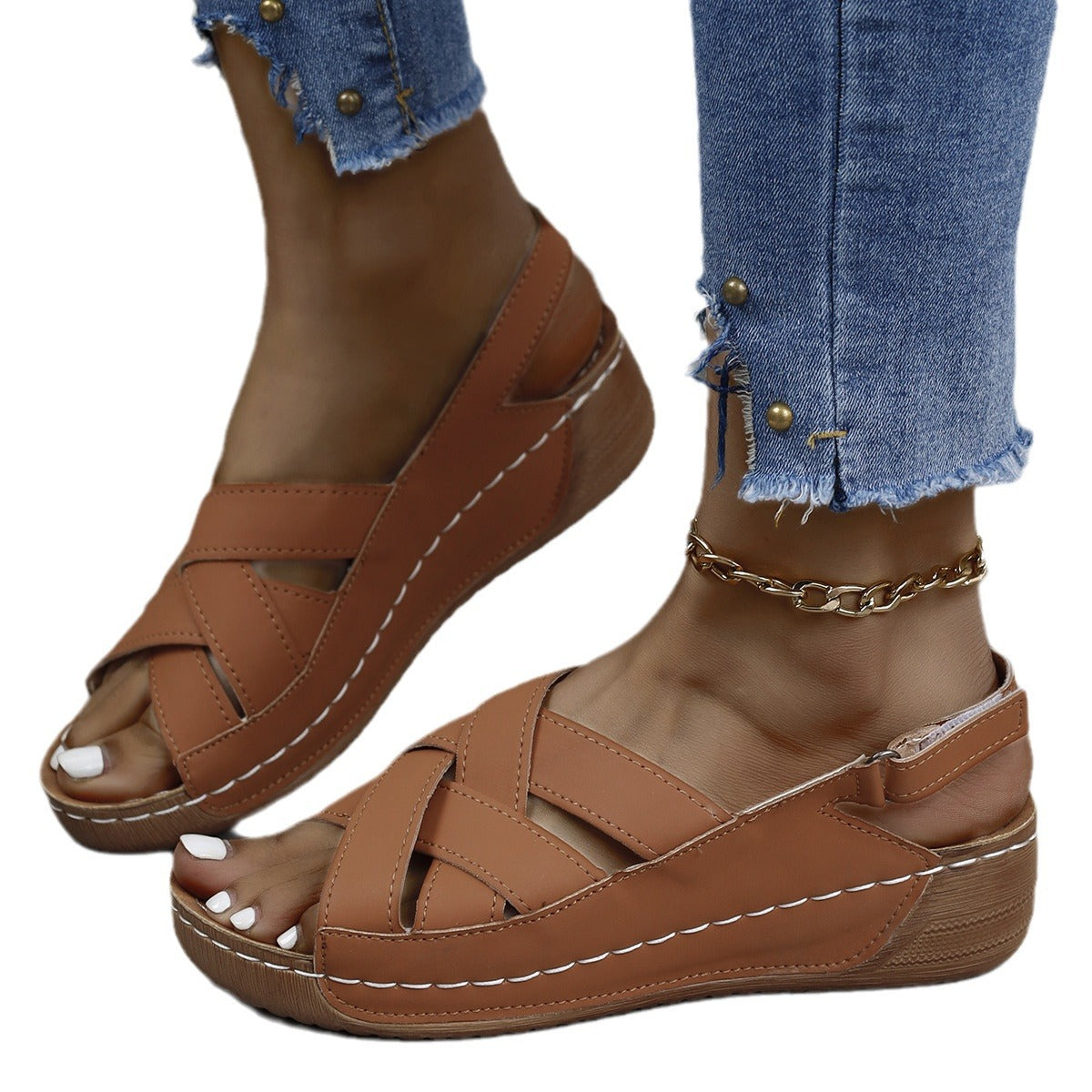 Plus Size Summer Women's Wedge Platform Sandals