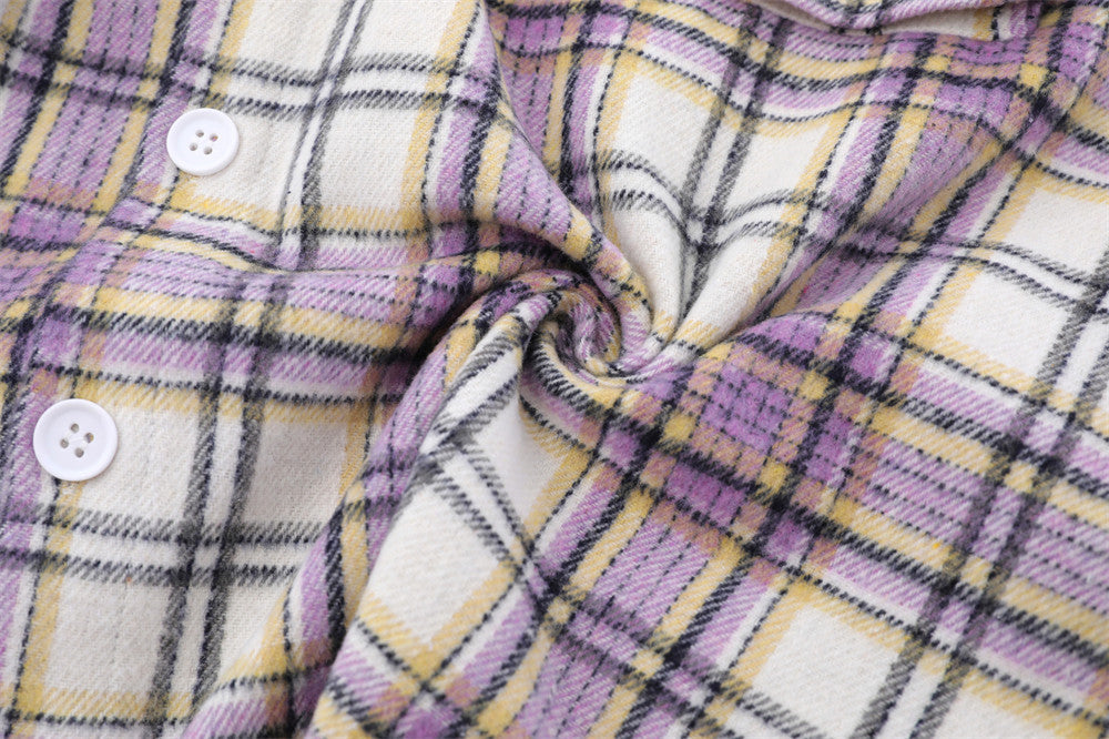 Plaid Colorblock Hooded Shirt Coat Men