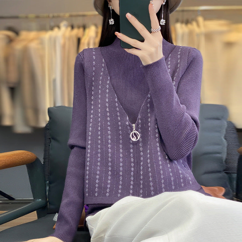 Women's Sweater Fake Two Pieces