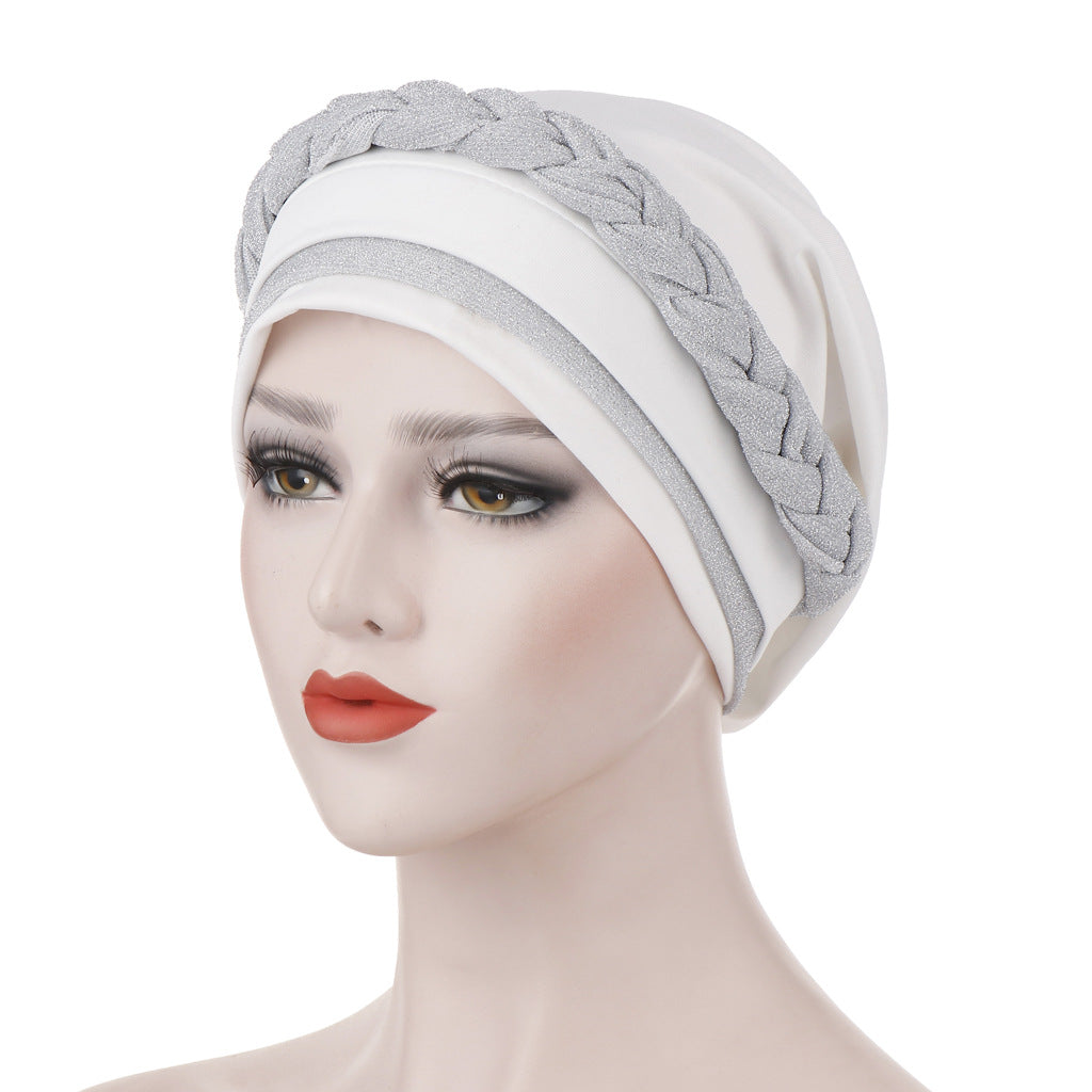 New Multi-color Crystal Hemp Three-layer Turban Hat