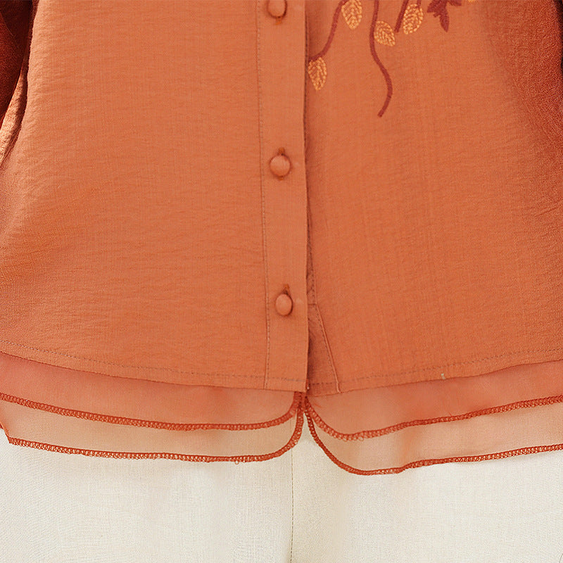 Summer Loose Embroidered Three-dimensional Blouse Shirt