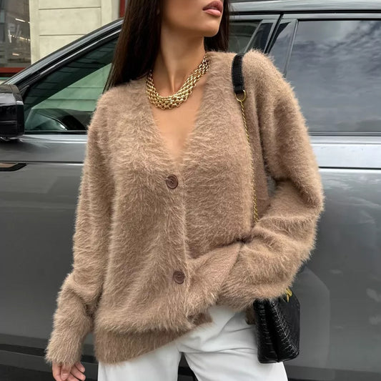 European And American New Loose V-neck Casual Sweater Women