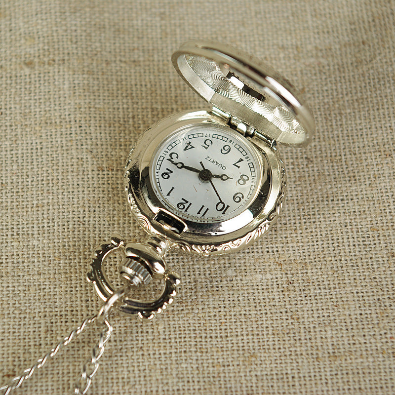 Small Hollow Silver Roman Digital Pocket Watch